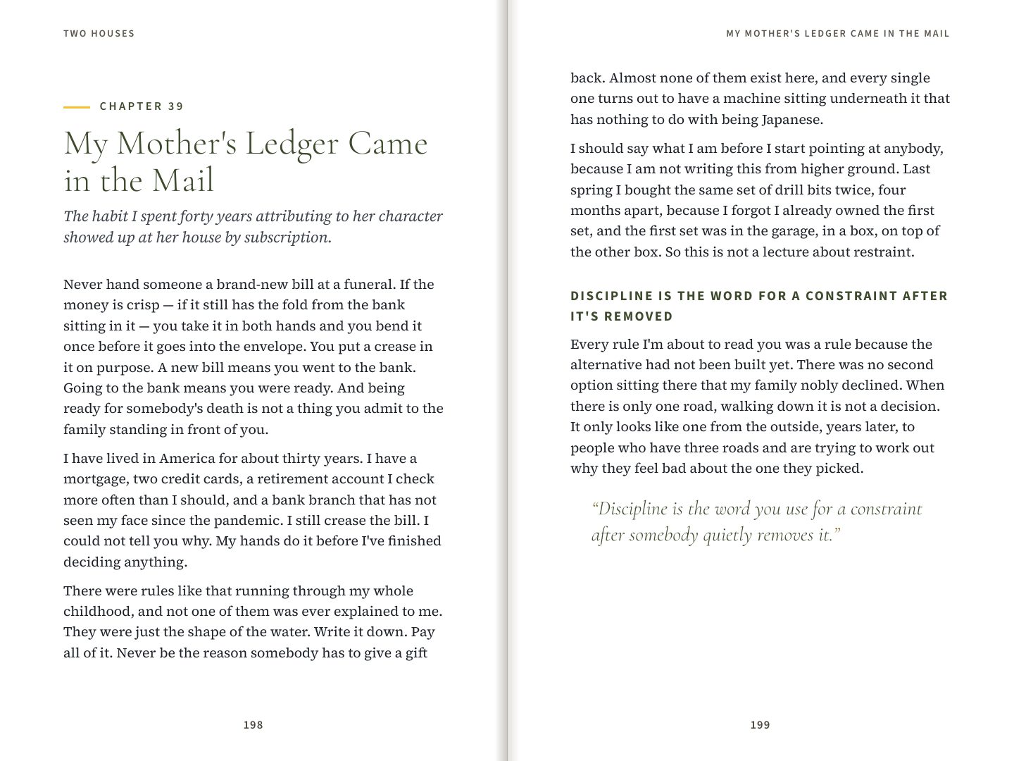 Chapter 39, My Mother's Ledger Came in the Mail