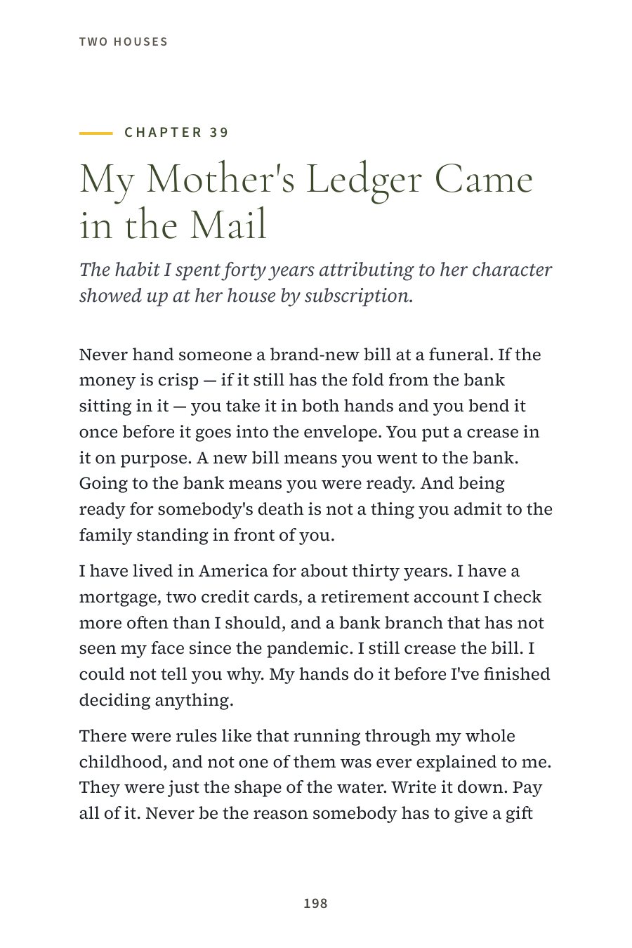 Chapter 39, My Mother's Ledger Came in the Mail